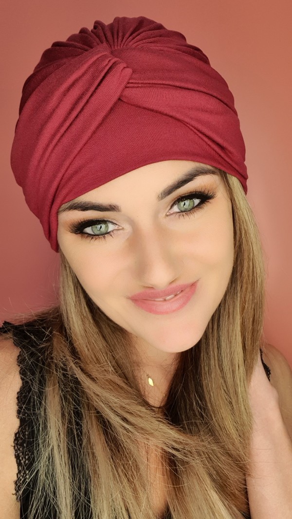 Dámsky turban bordový - po chemoterapii - Internetový obchod