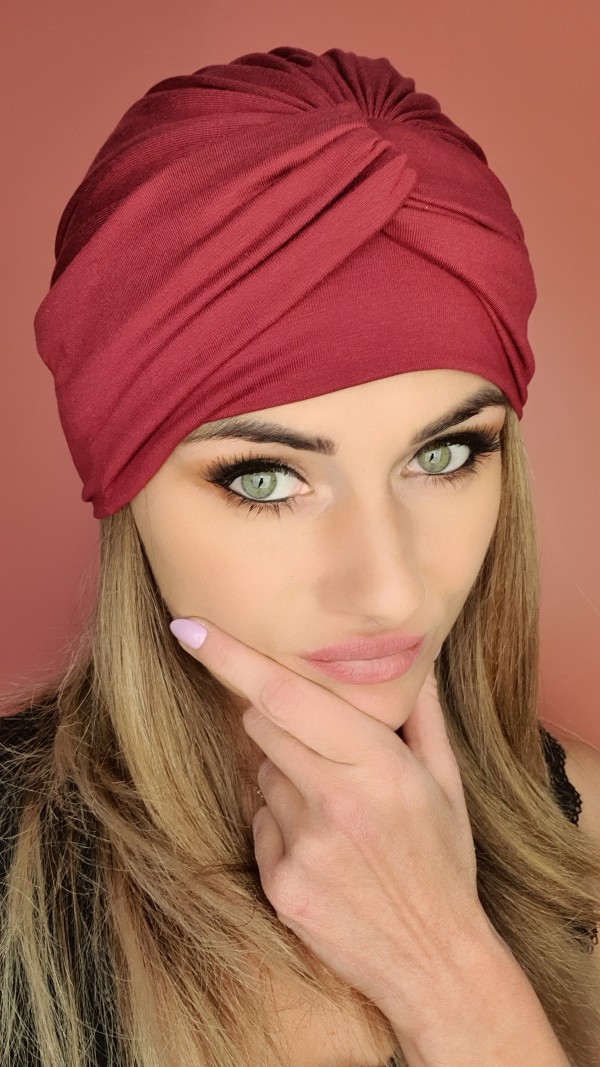 Dámsky turban bordový - po chemoterapii - Internetový obchod