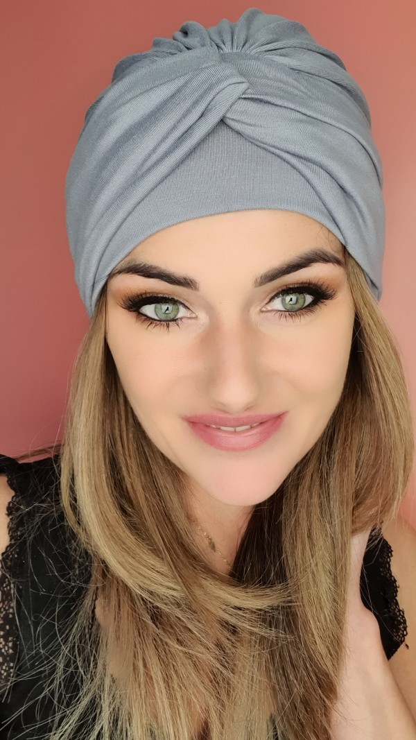 Dámsky turban šedý - po chemoterapii - internetový obchod