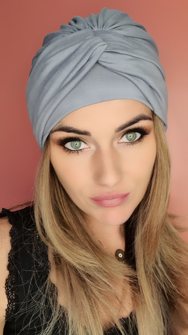 Dámsky turban šedý - po chemoterapii - internetový obchod