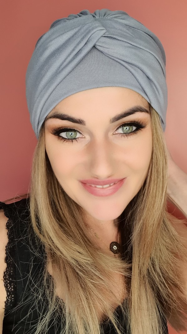 Dámsky turban šedý - po chemoterapii - internetový obchod
