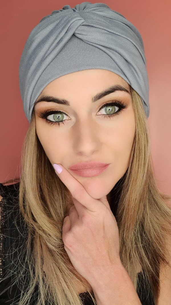 Dámsky turban šedý - po chemoterapii - internetový obchod