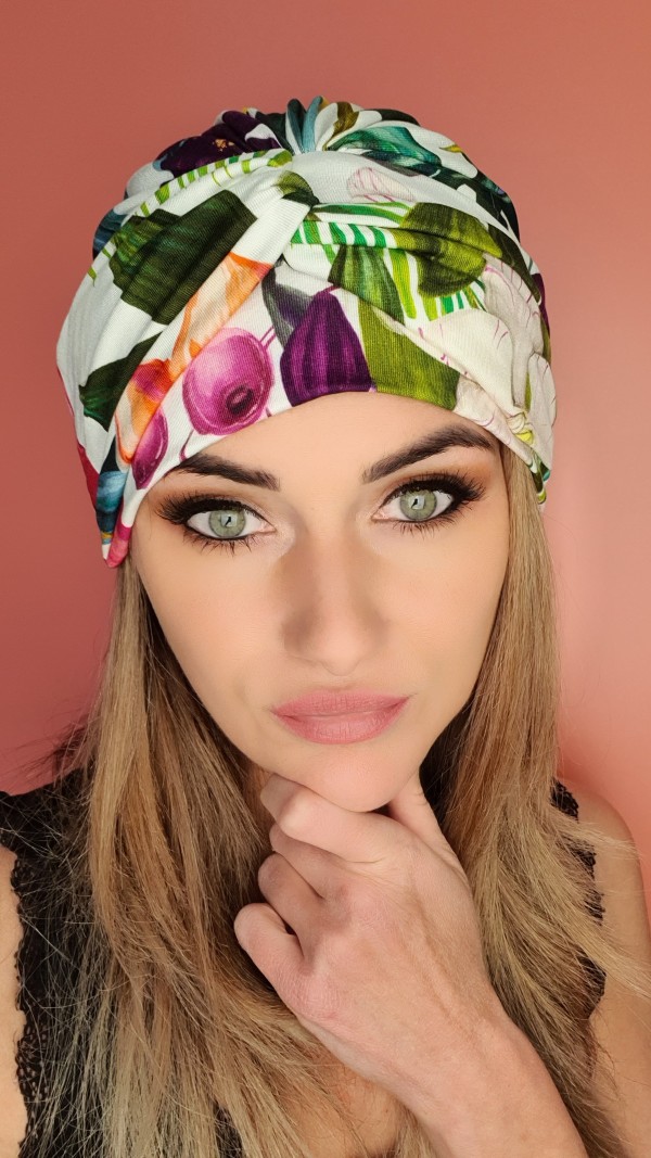 Turban in flowers Agata II - after chemotherapy - Online store