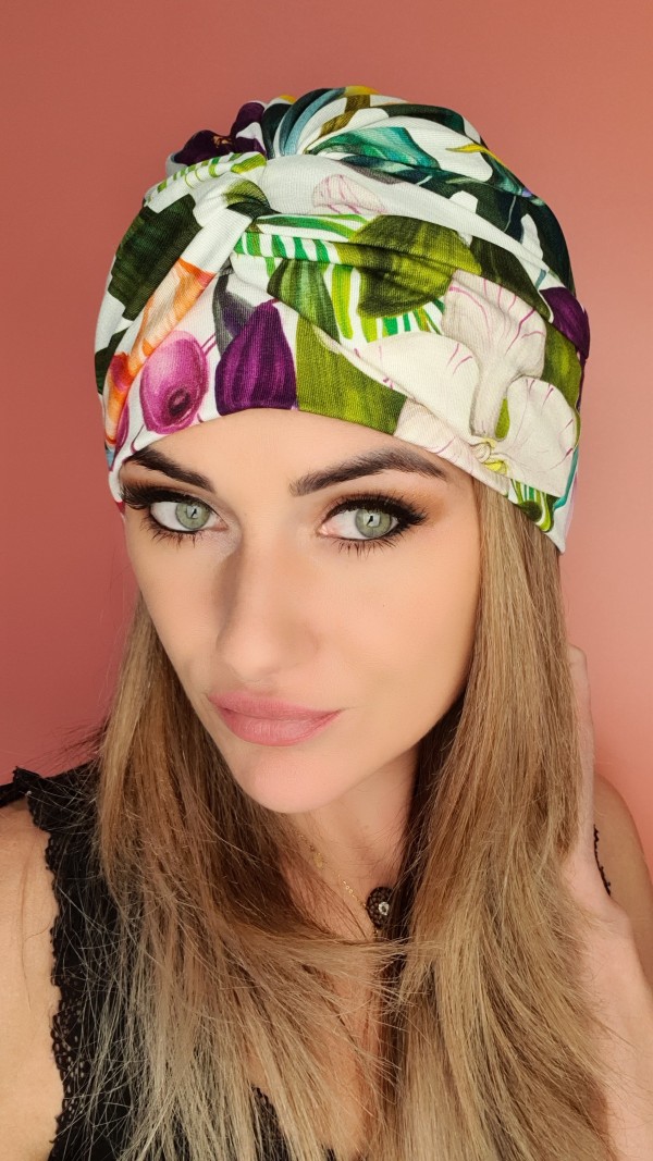 Turban in flowers Agata II - after chemotherapy - Online store