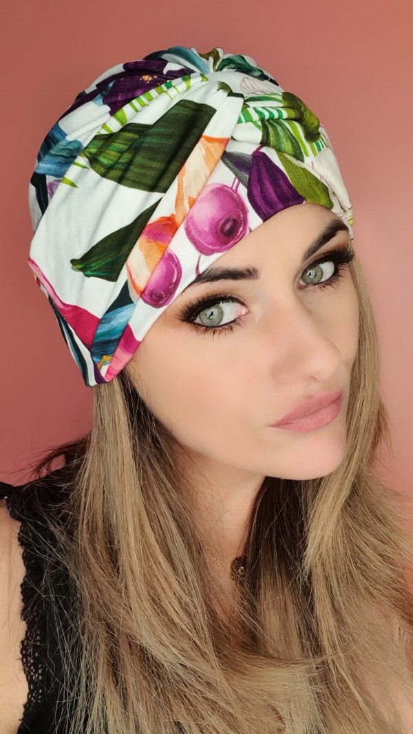Turban in flowers Agata II - after chemotherapy - Online store