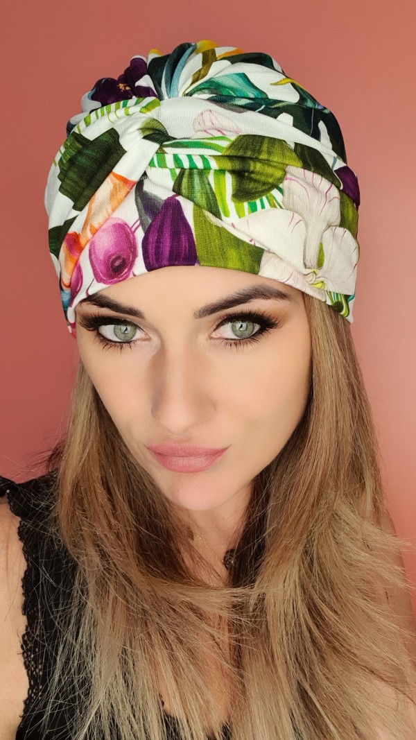 Turban in flowers Agata II - after chemotherapy - Online store