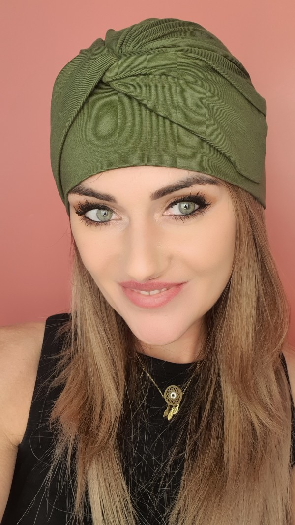 Dámsky turban Khaki - po chemoterapii - Internetový obchod