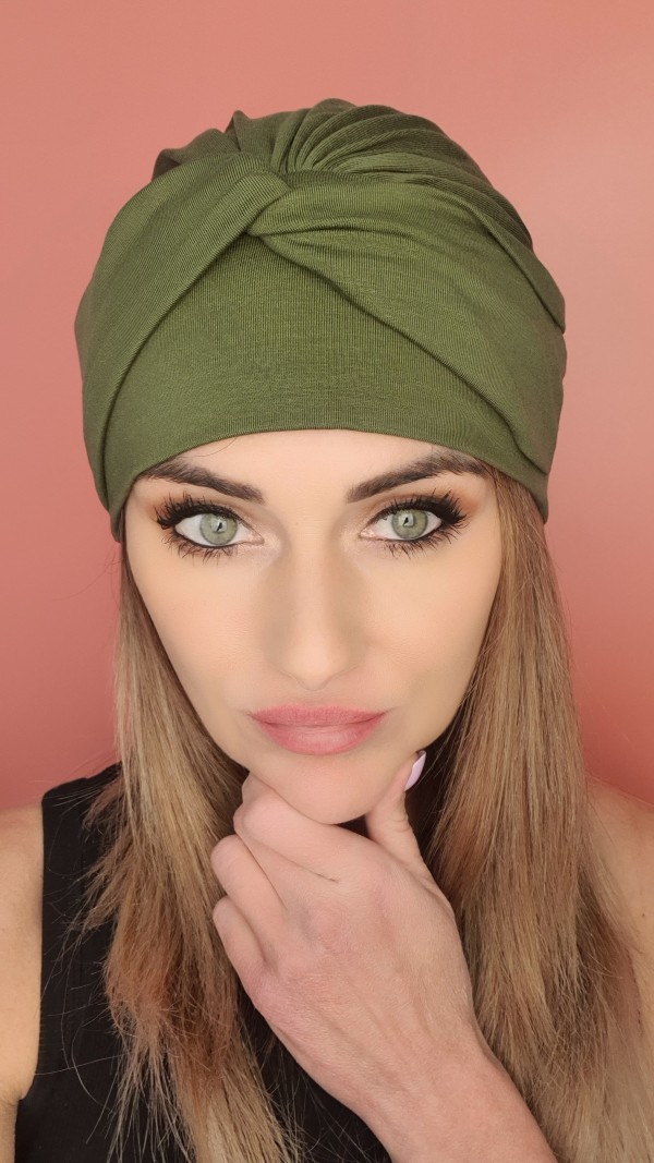 Dámsky turban Khaki - po chemoterapii - Internetový obchod