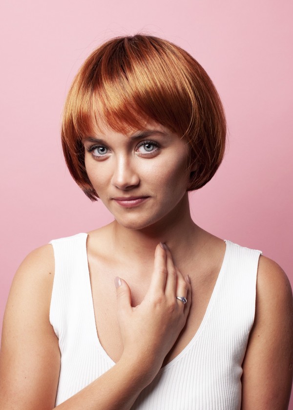 Synthetic Wig with Bangs - Red - Online Store