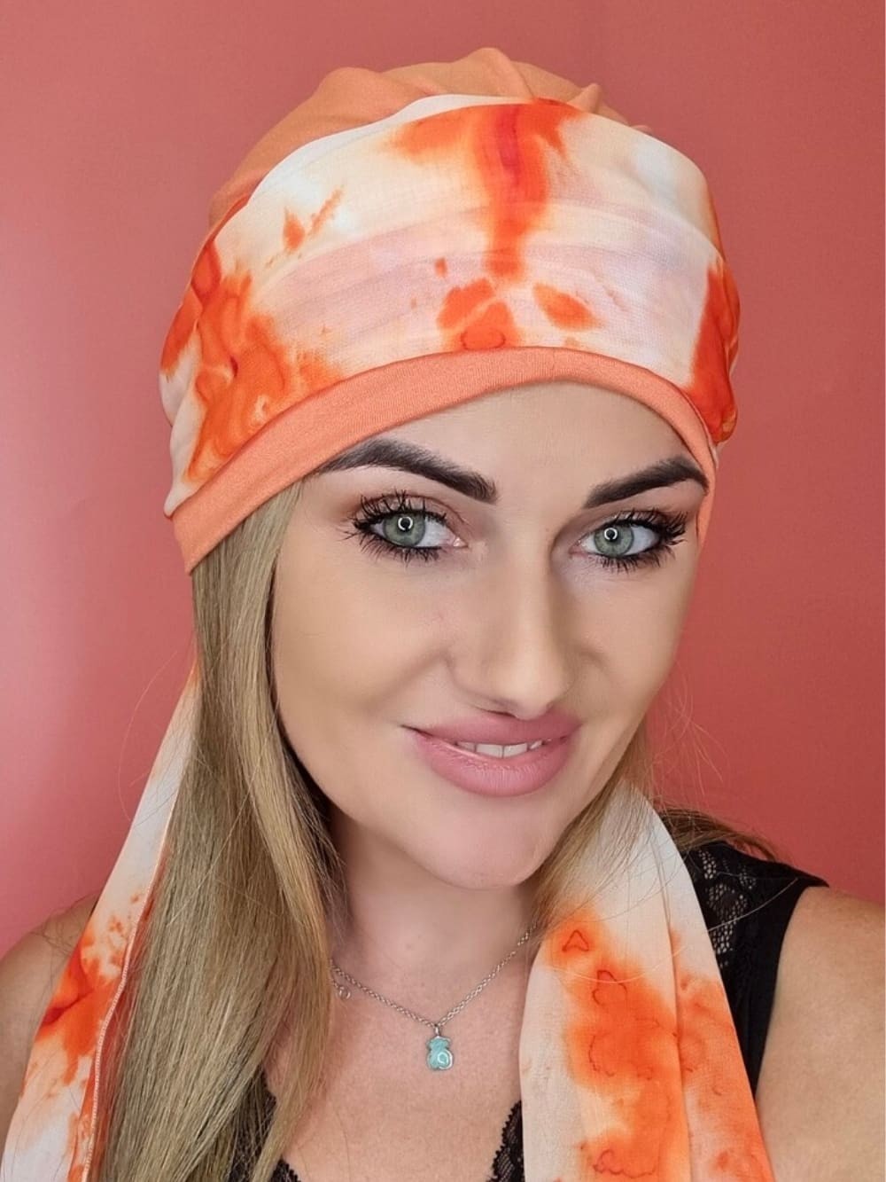 Peach turban - After chemotherapy - Shop online Poland
