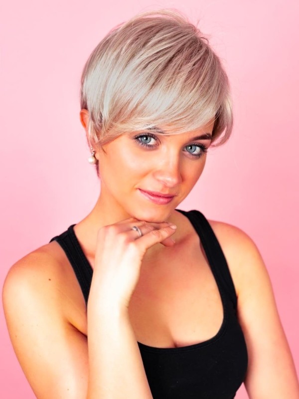 Rosa kurze Damenperücke - Synthetik - Online-Shop