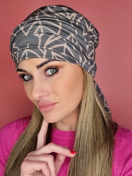 Dámsky turban Grey - po chemoterapii - Online Shop Poľsko