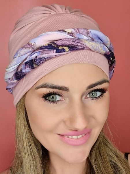 Turban pink marble - after chemotherapy - Shop online Poland