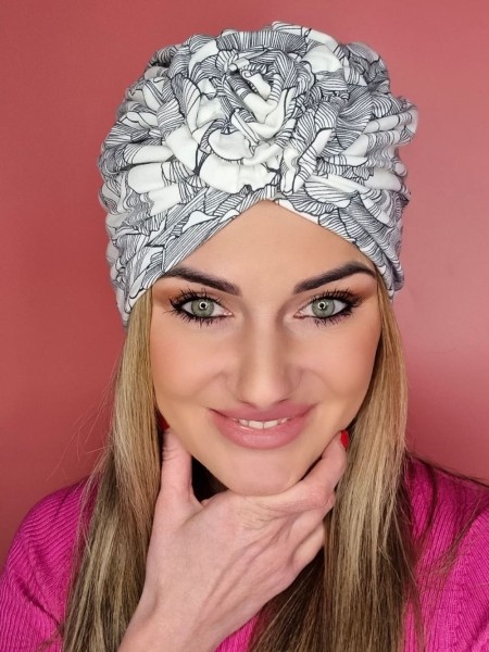 Dámska šedá čiapka s turbanom - po chemoterapii - Online Shop Poľsko
