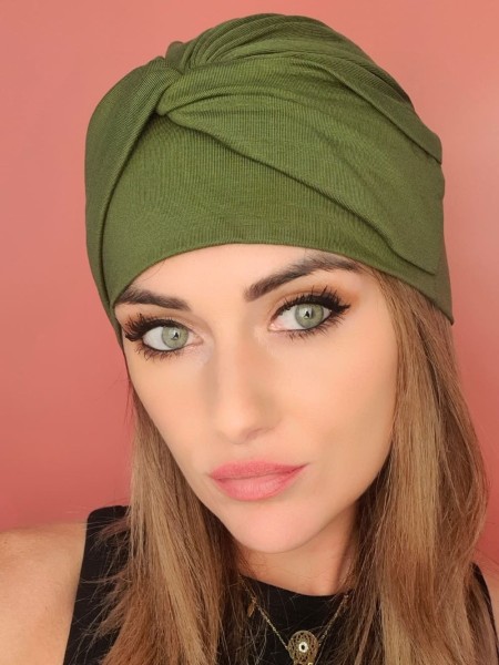 Khaki women's turban - after chemotherapy - Shop online Poland
