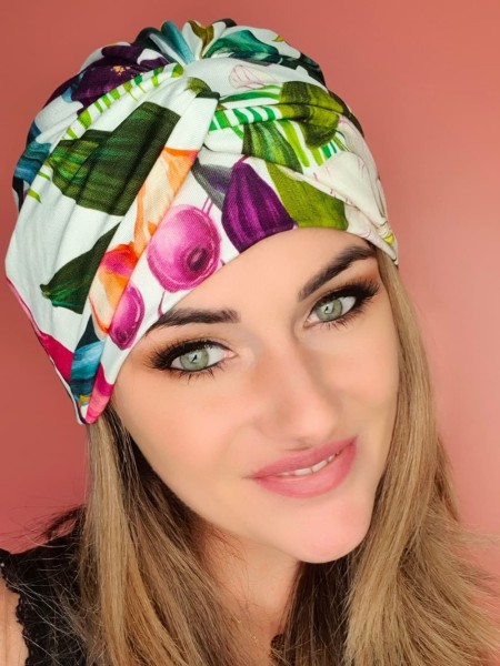 Turban in flowers Agata II - after chemotherapy - Online Shop Poland