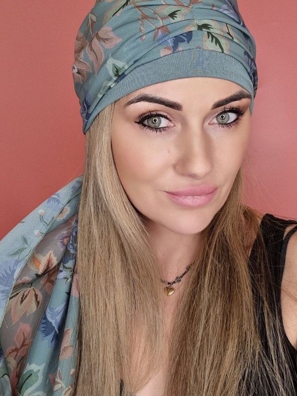 viskózový turban s vlečkou - po chemoterapii - internetový obchod Poľs