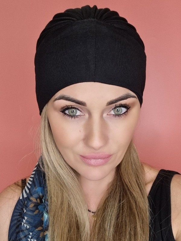 Schwarzer Turban mit Schärpe - Nach Chemotherapie - Online -Shop Polen