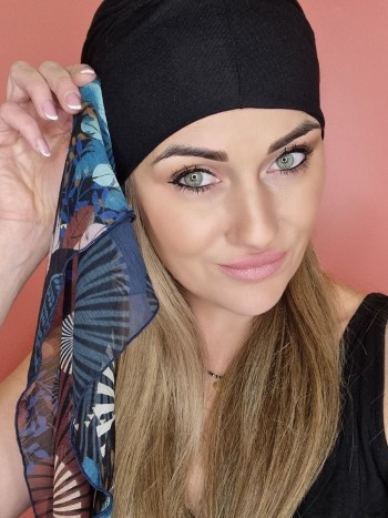 Schwarzer Turban mit Schärpe - Nach Chemotherapie - Online -Shop Polen