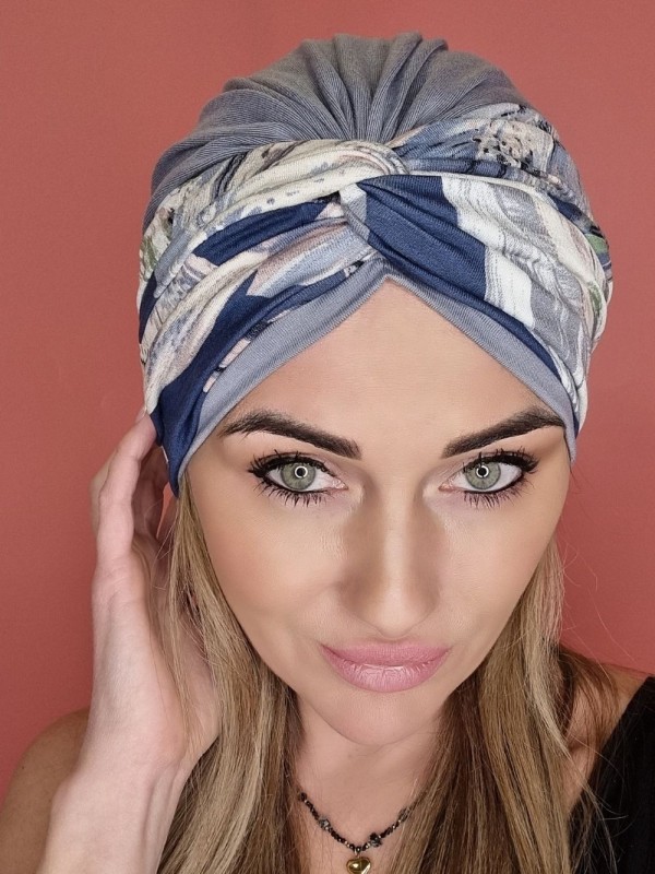 Viscose turban, gray - after chemotherapy - Polish online store