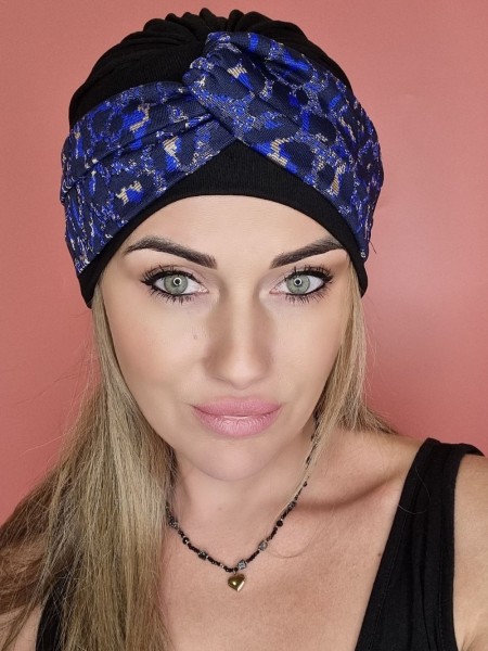 Czarny turban z opaska - po chemioterapii - sklep internetowy
