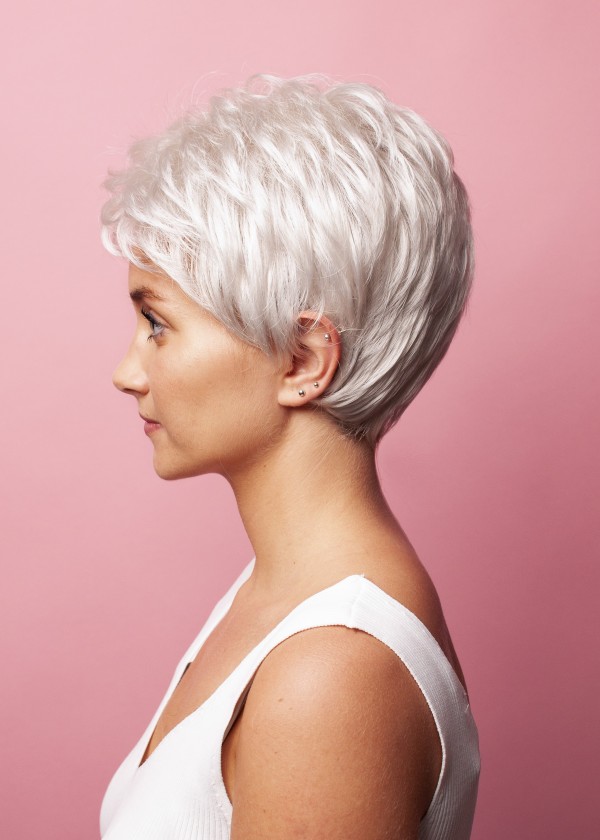 Short women's wig gray - Synthetic - Online store