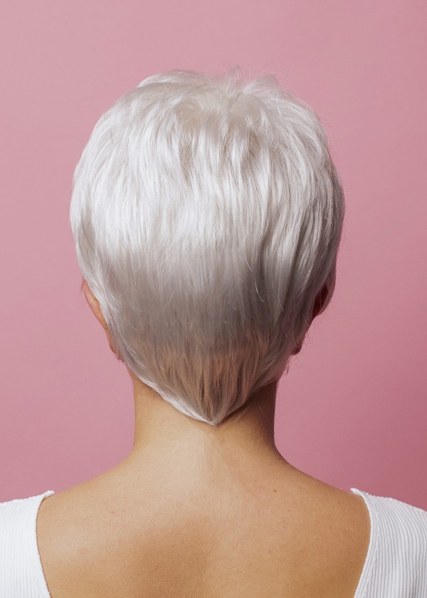 Short women's wig gray - Synthetic - Online store