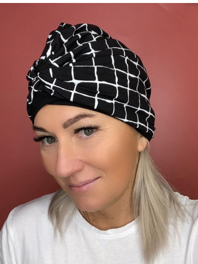 Bamboo turban white and black