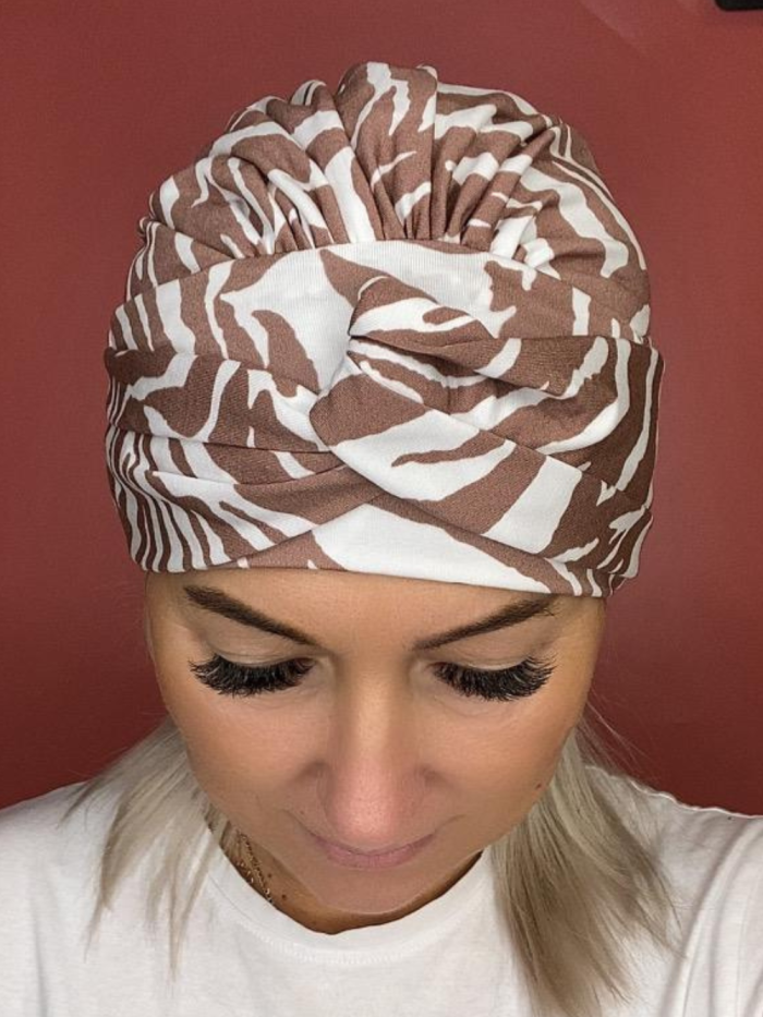 Bamboo turban with zebra print