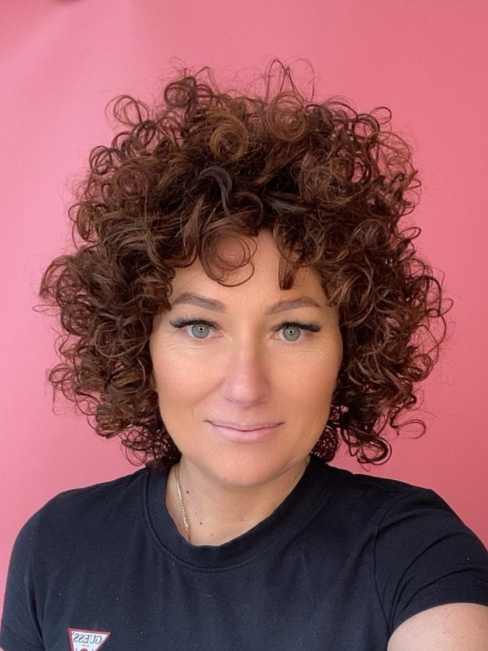 Wig curly synthetic hair brown - online store