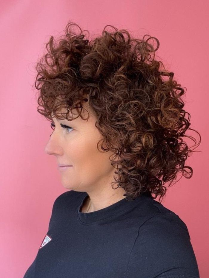 Wig curly synthetic hair brown - online store
