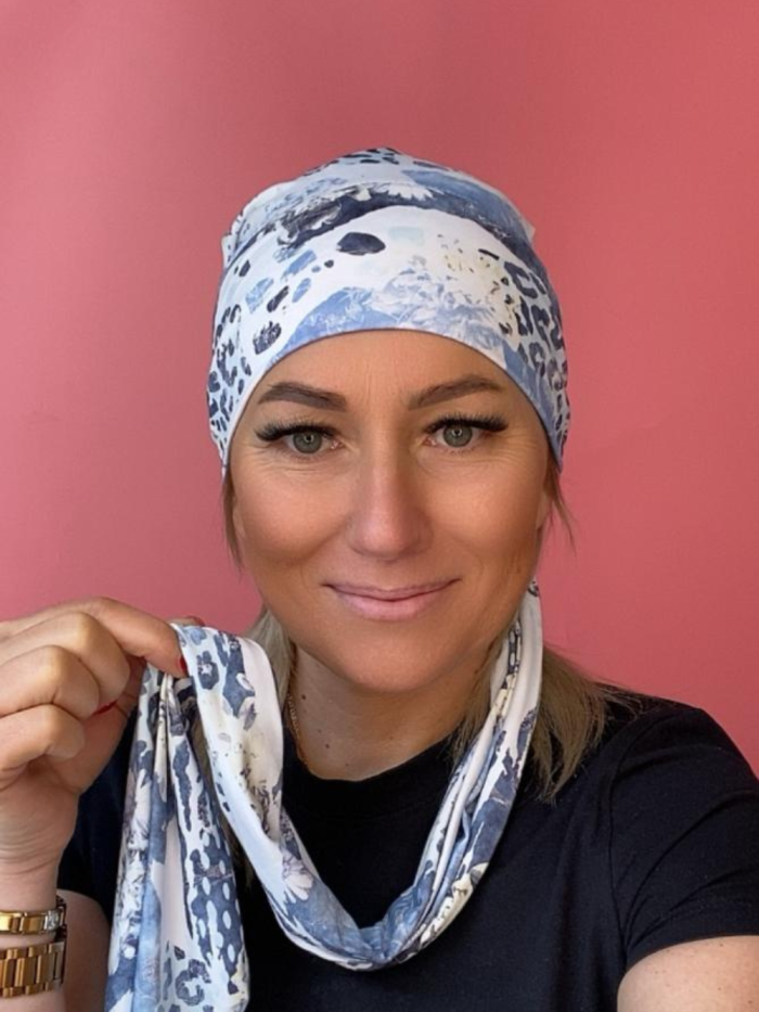 Turban mit Schals - blau - Onlineshop