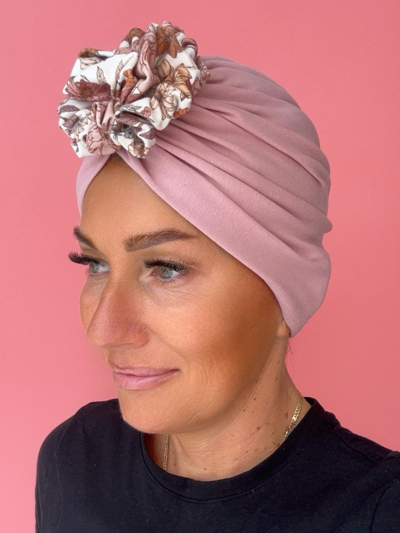 Bawełniany turban z kwiatkiem