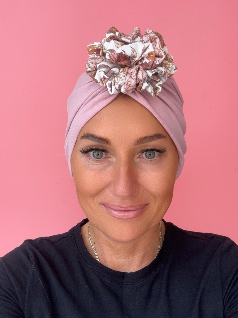 Bawełniany turban z kwiatkiem