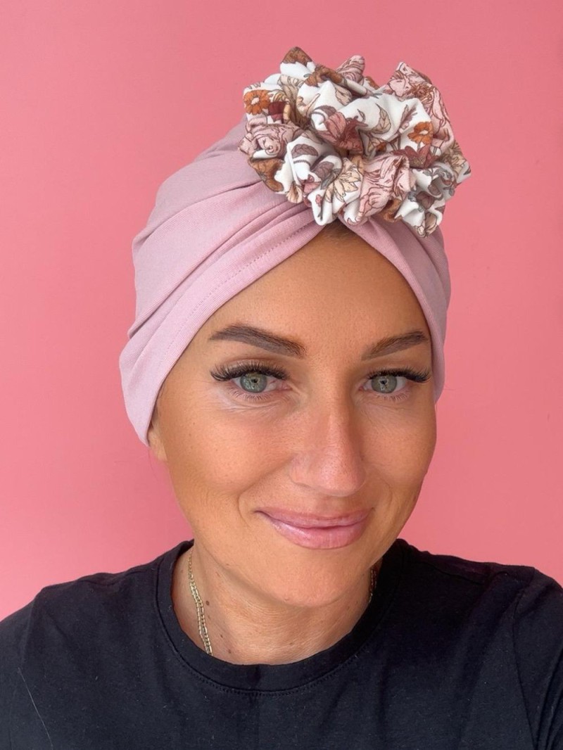 Bawełniany turban z kwiatkiem