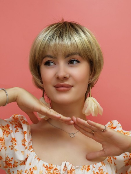 peruka syntetyczna - bob - blond z odrostem - sklep internetowy