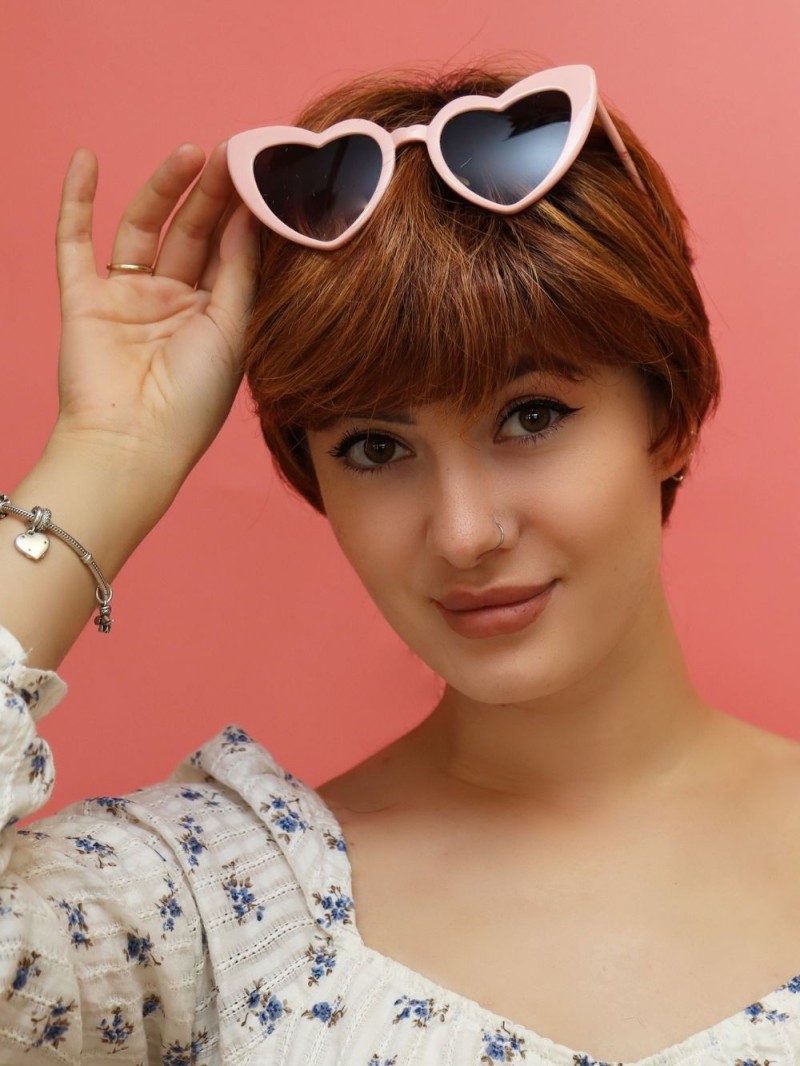 Dámska krátka syntetická parochňa pre ryšavky - prírodný vzhľad - webová stránka Poľsko