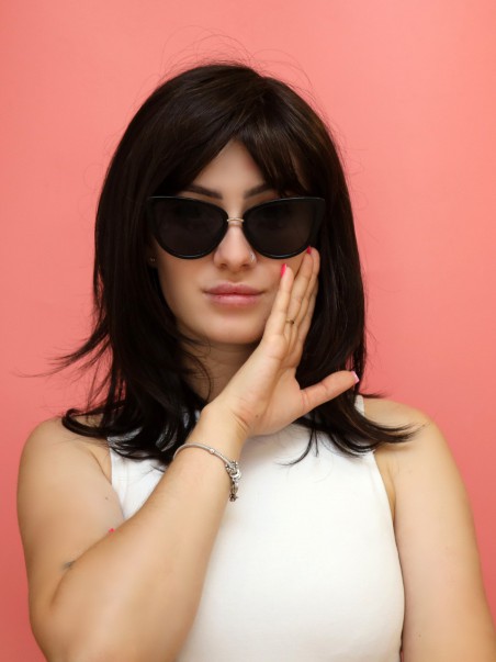 Tamsiai rudas perukas - sintetinis - internetinė parduotuvė Lenkijoje