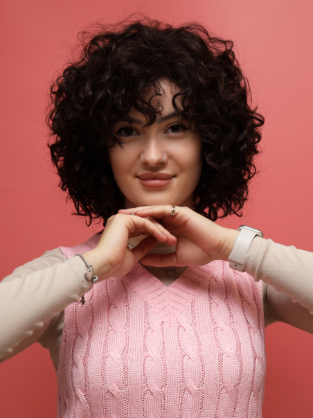 Wig curly synthetic hair brown - online store