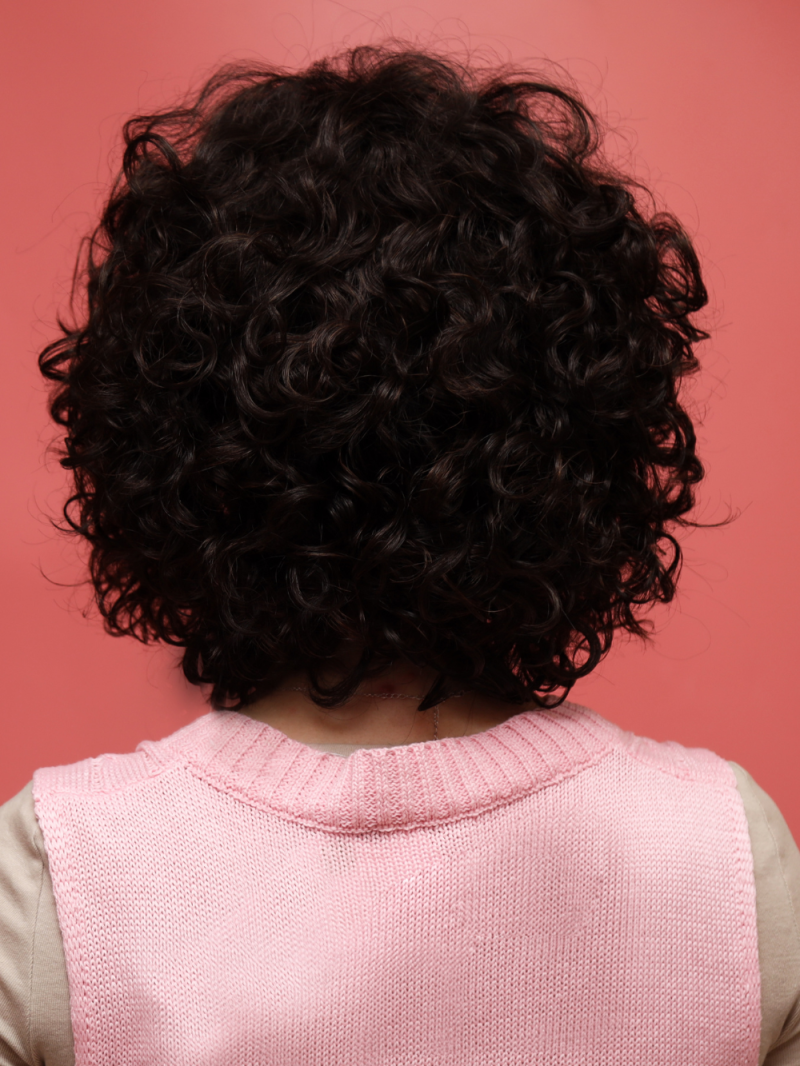 Wig curly synthetic hair brown - online store