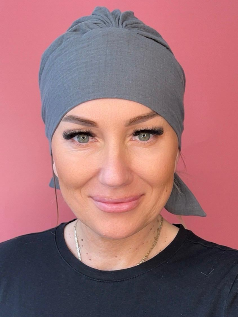 Zelený turban so šatkami - bavlna - Internetový obchod