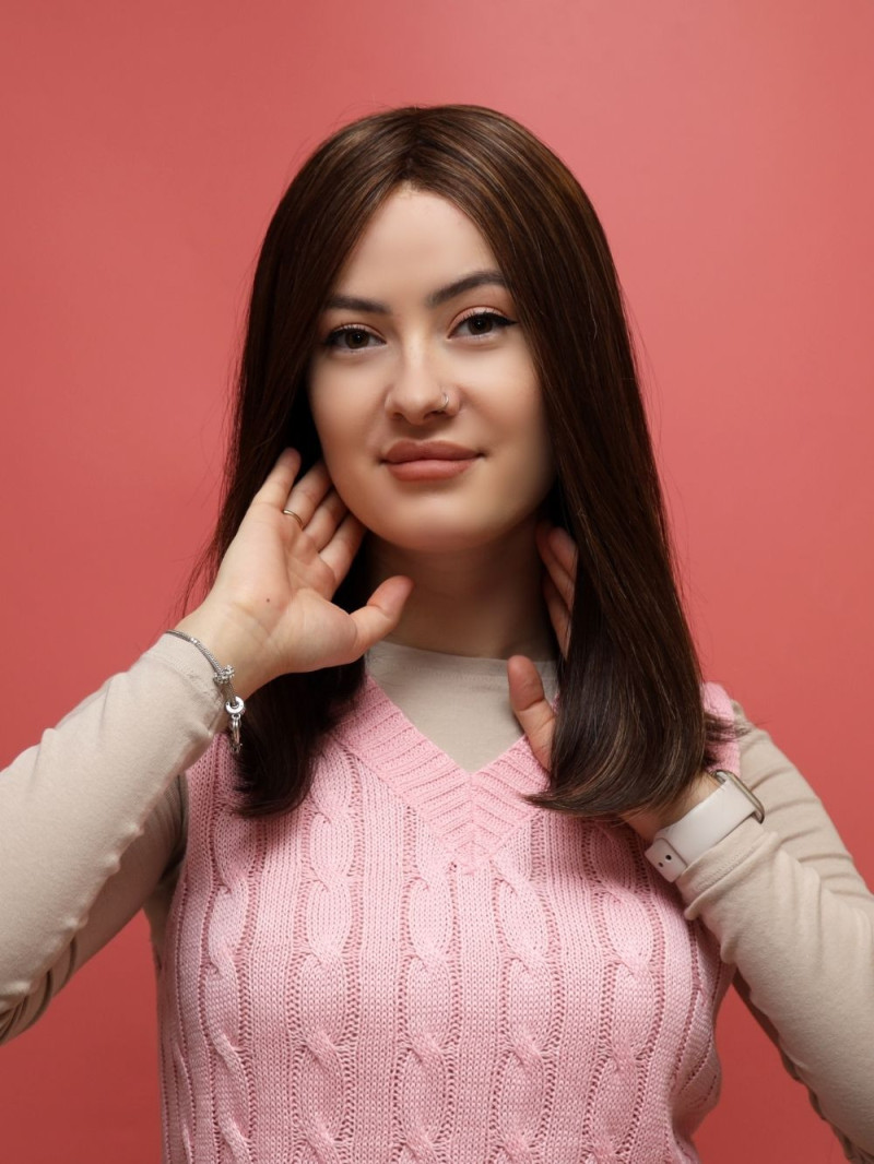 Synthetic wig - brown - Online store Poland